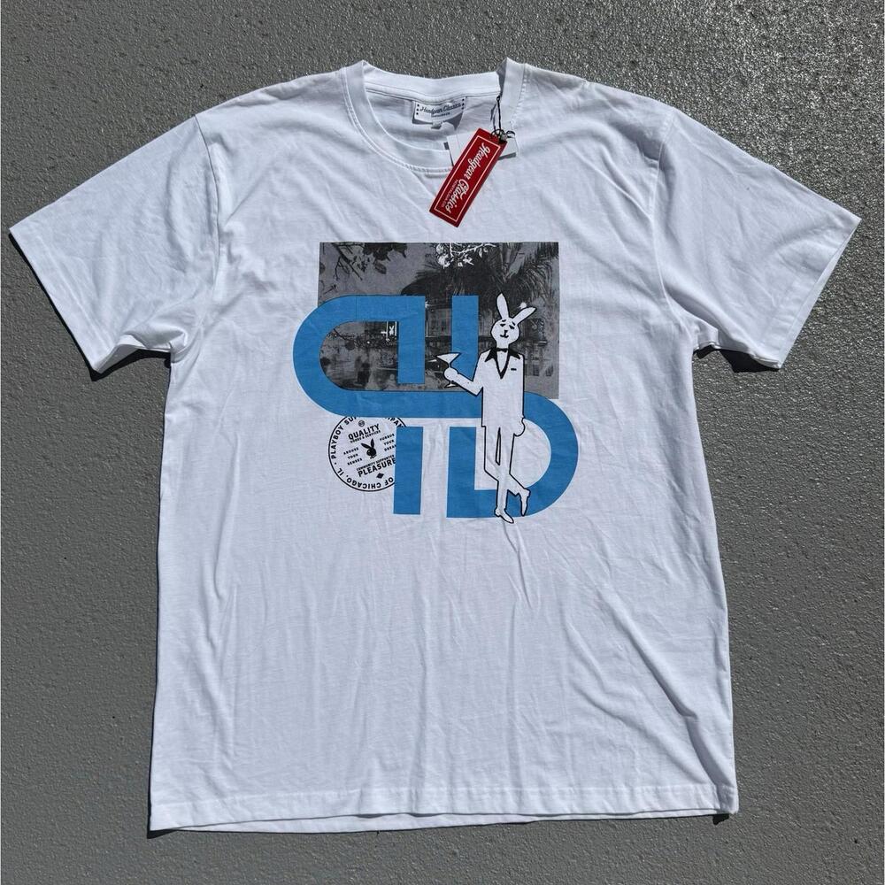 Men’s Playboy Bunny Graphic Short Sleeve Tee Headgear Classics White Size 2XL